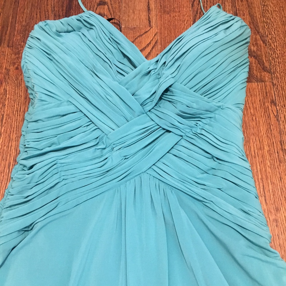 [Shelli Segal] Turquoise Breeze Rushed Dress